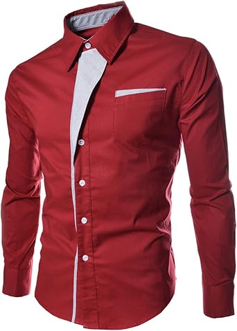 Mens Dress Shirts Slim Fit Button Down Solid Work Long Sleeve Suit T Shirt Fashion Work Party Causal Shirt 2023