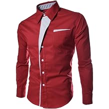 Mens Dress Shirts Slim Fit Button Down Solid Work Long Sleeve Suit T Shirt Fashion Work Party Causal Shirt 2023
