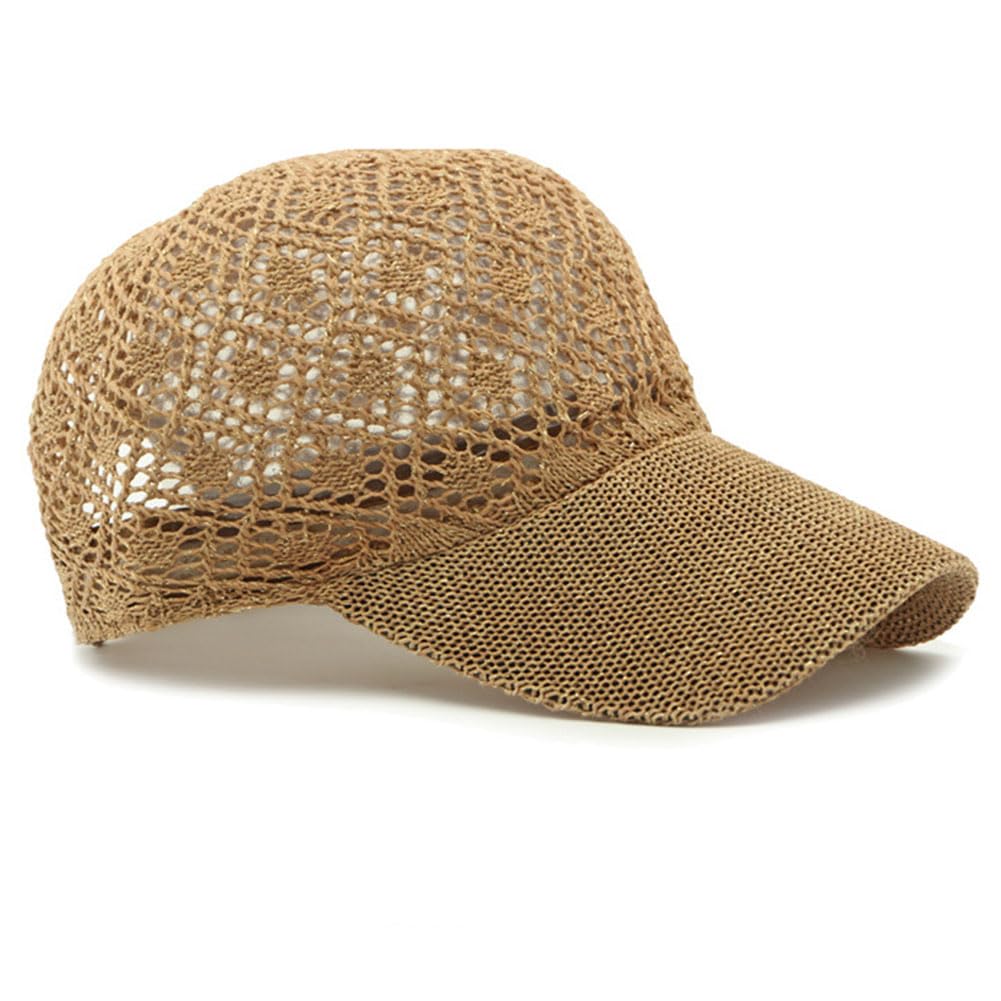 Gorra de Béisbol Mujer Verano Ajustable Baseball Cap Malla Transpirable Gorro Sombrero para el Sol Casuales Gorra de Playa Paja