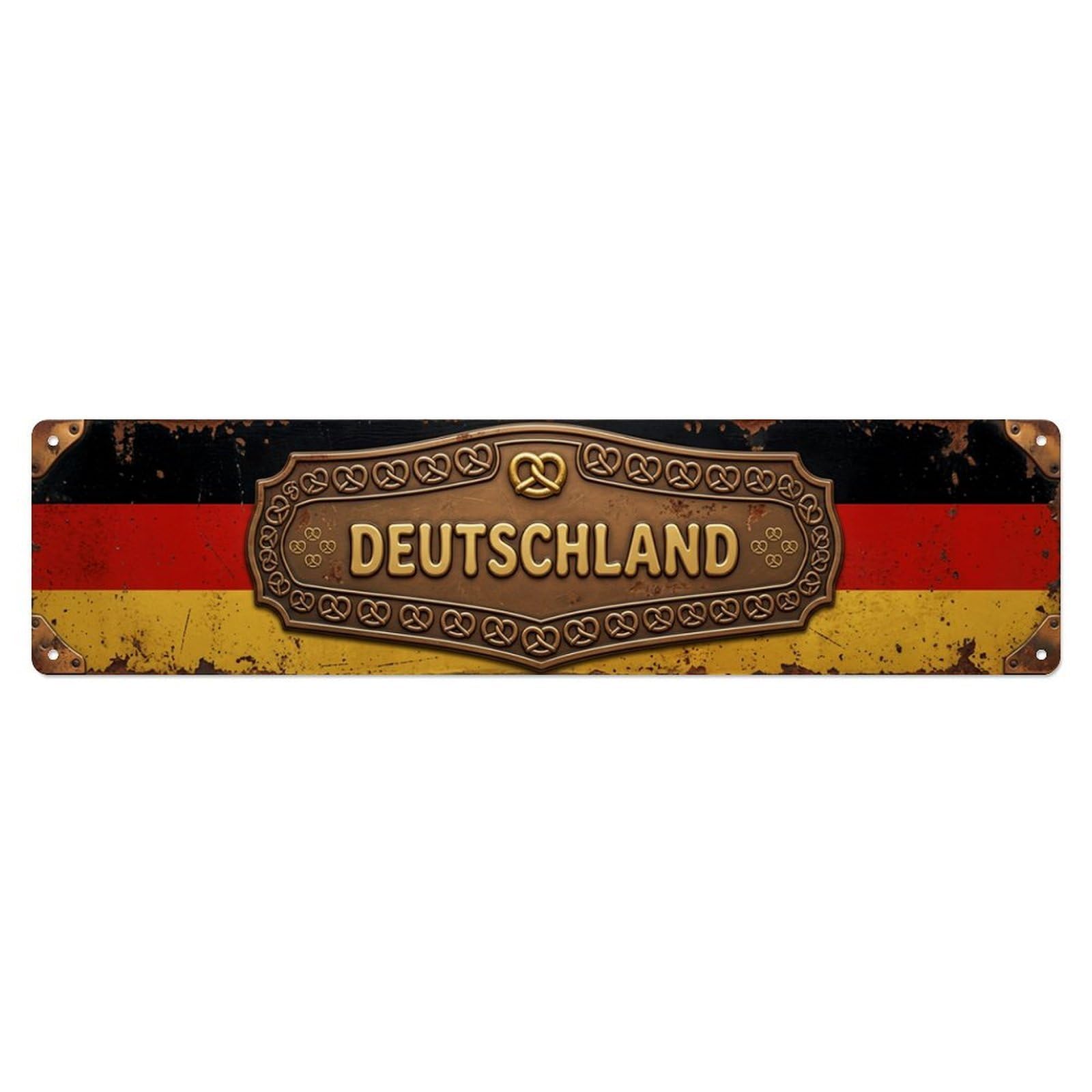 German Flag Tavern Souvenir Metal Tin Skinny Sign Plaque Wall Decor for Cafe, Club Bar, Office, Home Garden Metal Poster 4x16Inch