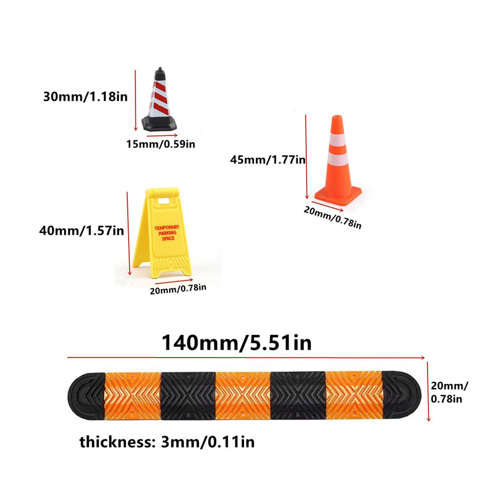 UPALDHOU 1/18 1/24 Model RC Car Speed Bump, Climbing Cars Accessories, Ice Cream Cones, Warning Signs, for Hobbyists Collection, Display