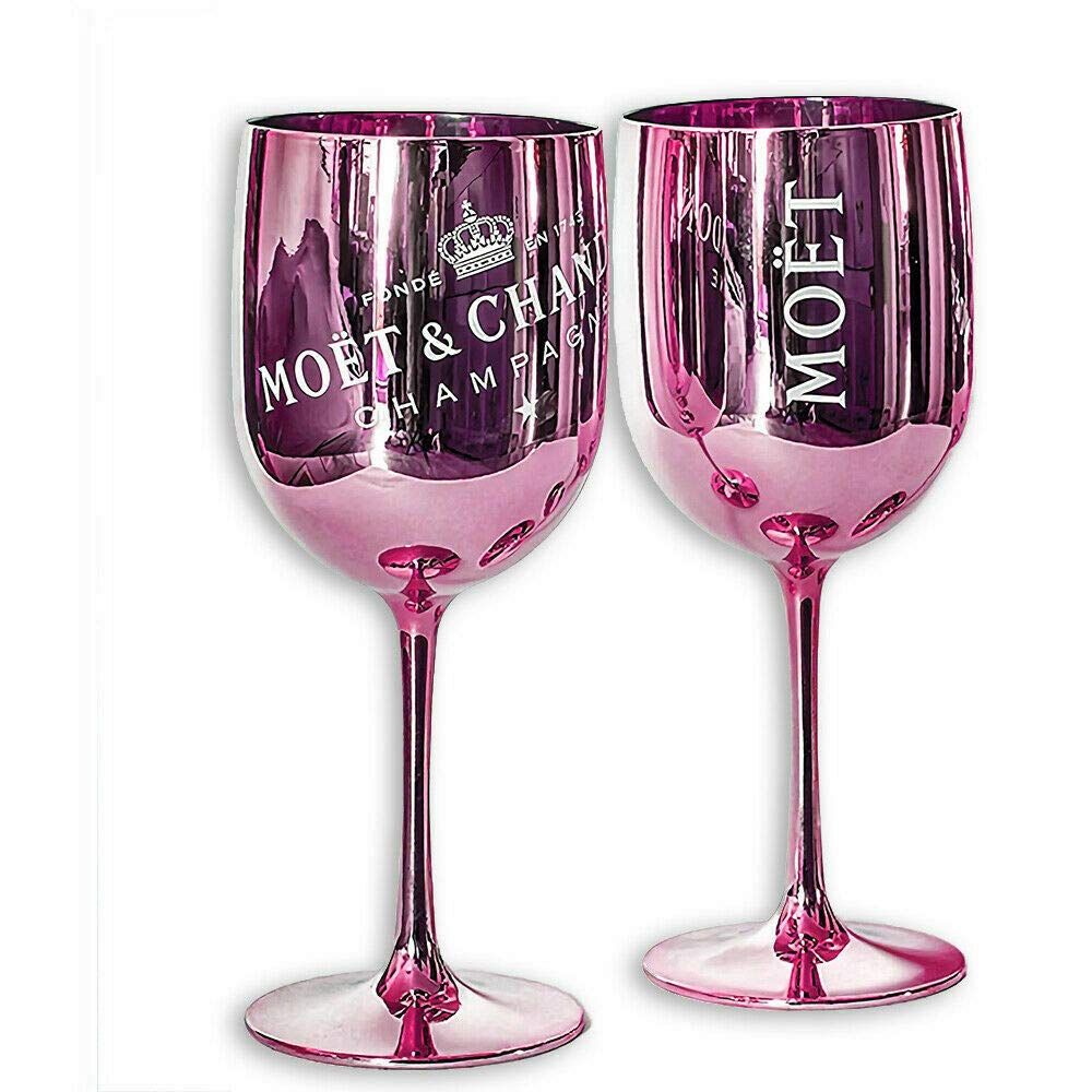 Set of 2 & Chandon Ice Imperial Champagne Pink Rose Acrylic Goblets Gl Flutes
