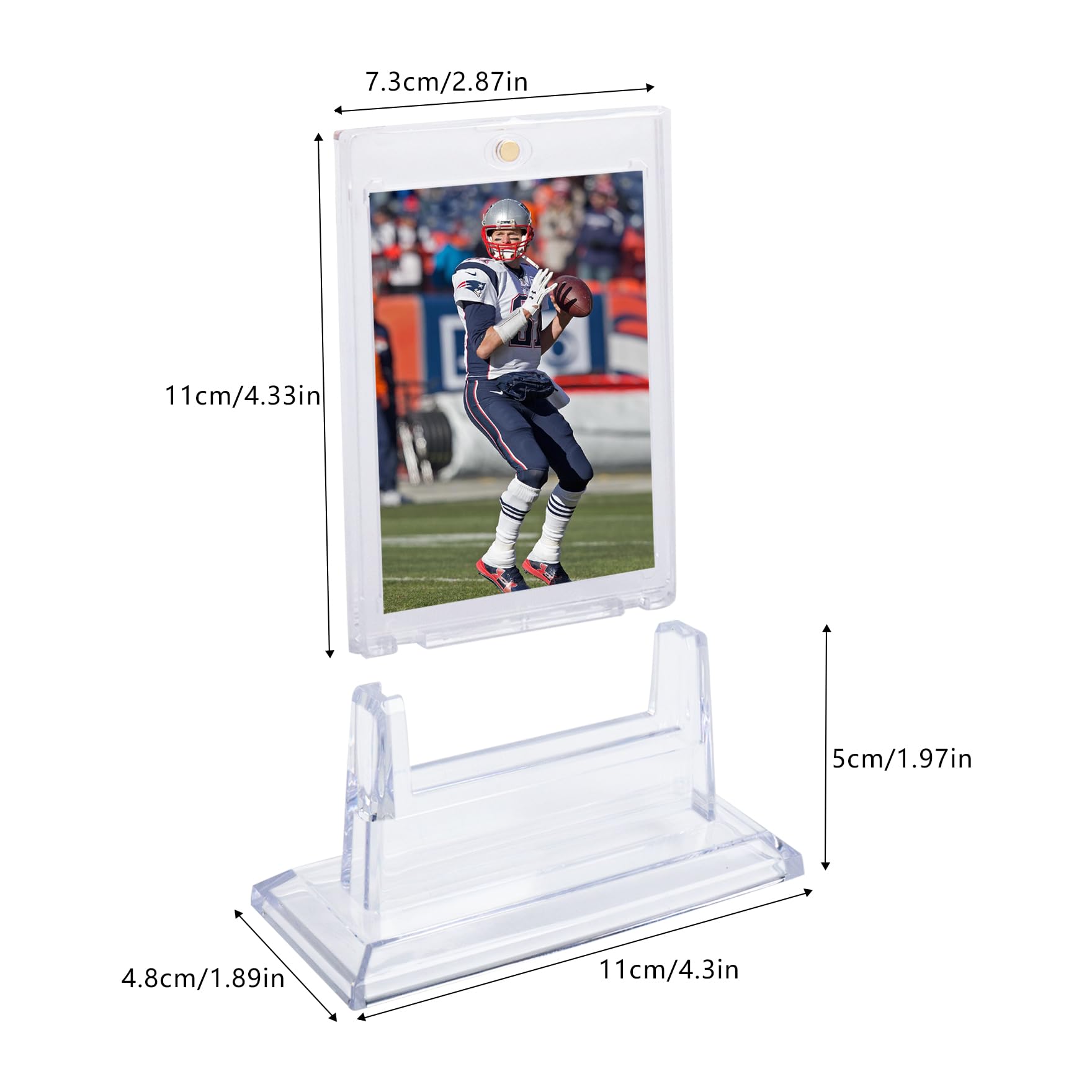 Klmnop 6 Pack Magnetic Card Holders for Trading Card, 35pt Hard Card Display Case with Card Stands?Clear Trading Cards Protector for Baseball Football Sports Card(Clear)