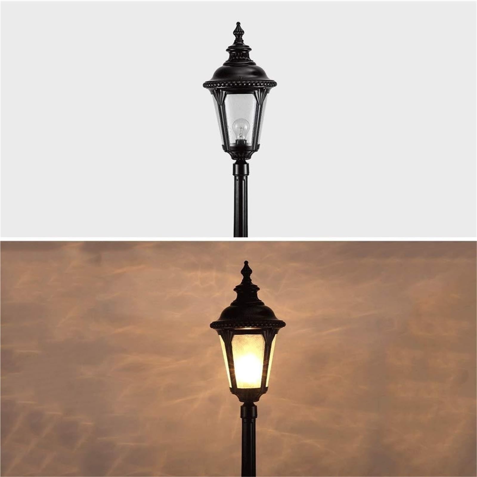 Luces de poste para exteriores, lámpara de poste de luz de poste alto negro de calle E27 tradicional retro al aire libre jardín césped poste luz IP55 impermeable metal aluminio Col, altura 0,85