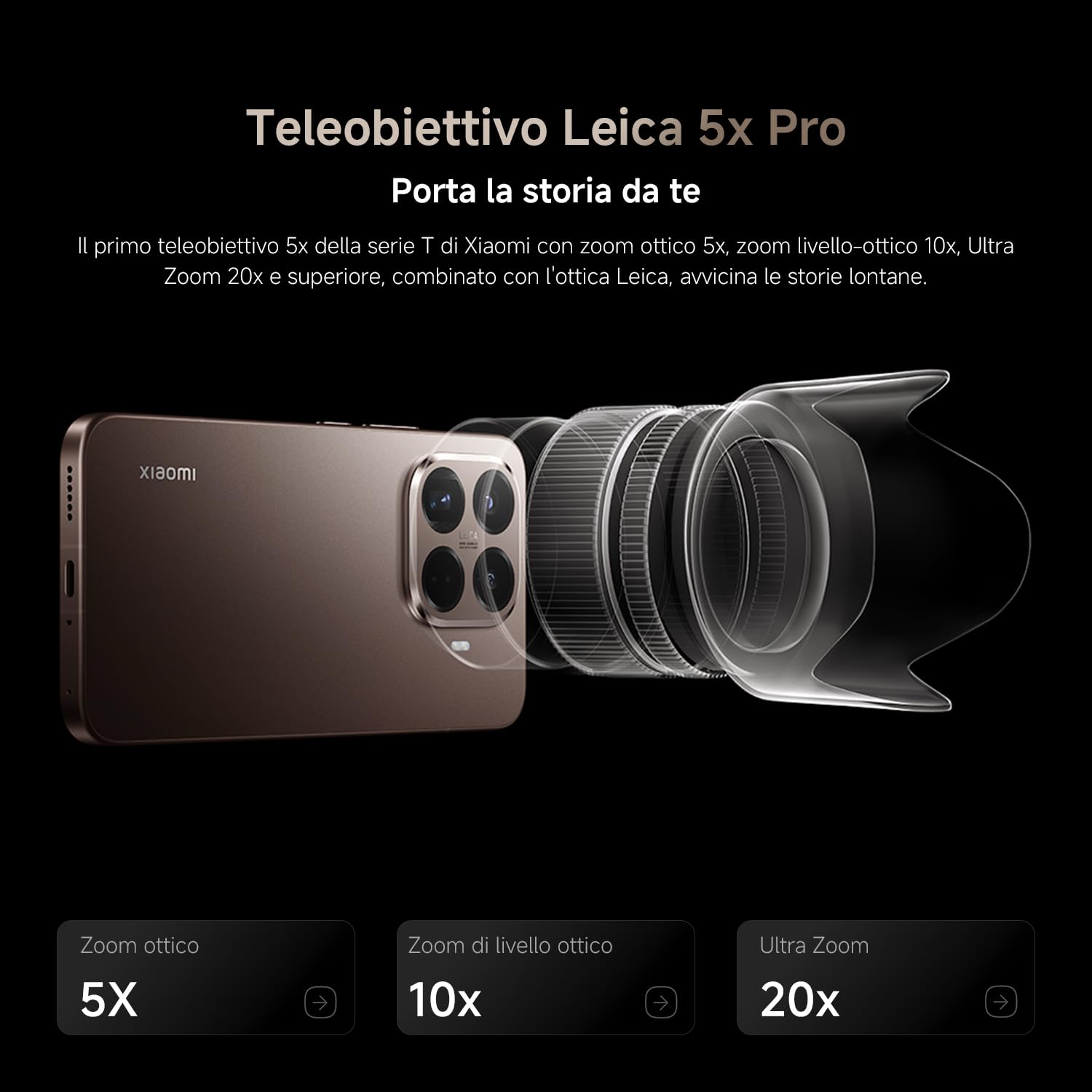 XIAOMI 15T Pro, Smartphone 12+256GB, Marrone Moka, MediaTek Dimensity 9400+ | Display Eye-care da 6,83" 144Hz, Teleobiettivo Leica 5x Pro da 50MP, 5500mAh, Garanzia 2 Anni