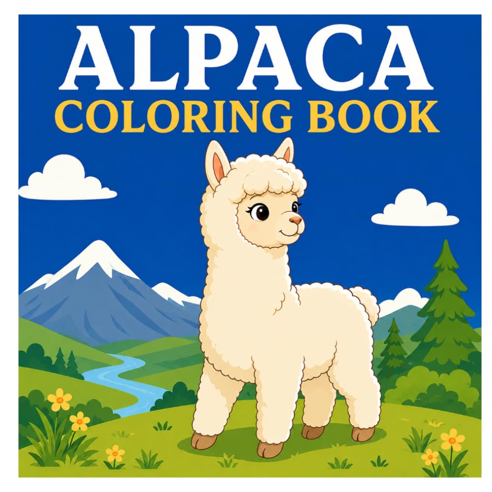 Alpaca Coloring Book: 50 Cute and Fun Alpaca Coloring Pages for Kids Featuring Adorable Alpacas, Happy Adventures, Beautiful Nature, and Cozy Farm Scenes