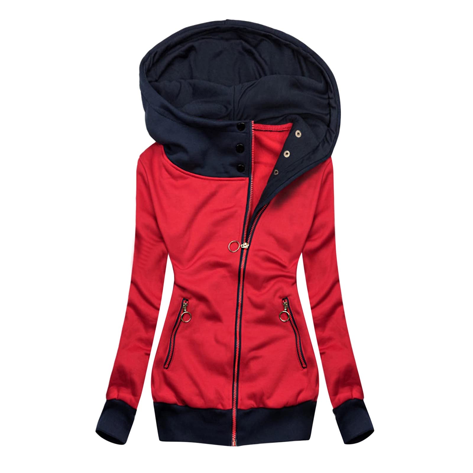 WLHBFWinter Jackets for Women UK Long Sleeve Stretchy Women's Jackets Autumn Casual Fashion Loose Fit Cozy Warm Winter Coats for Women