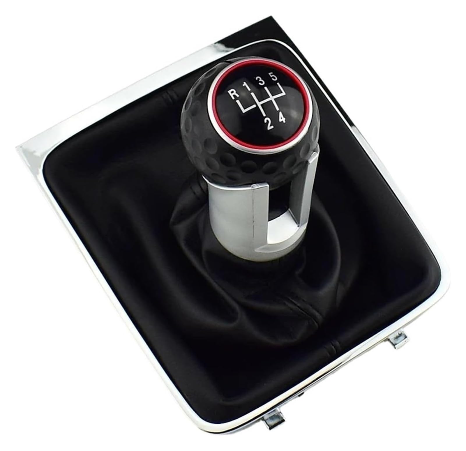 UTONGMU Manual Gear Shift Knob for VW for Passat B6 2005-2011 5 6 Speed Car Gear Shift Knob with Gaiter Boot Cover Frame(Red,5 Speed)