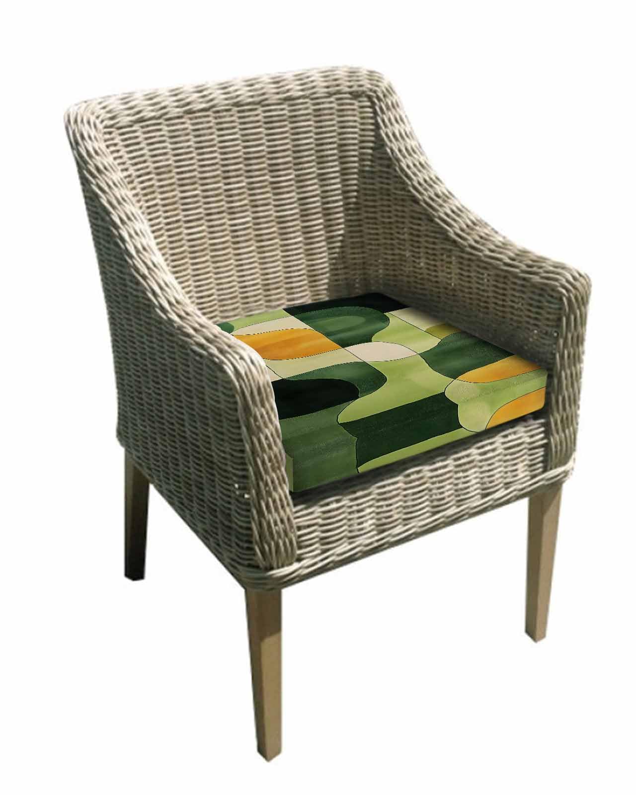 2 Pack Green Geometric Waterproof Cushion Covers with Ties, Outdoor Patio Chaise Lounge Chair Seat Cushion Slip Covers Replacement(Only Cover) Middle Century Vintage Art Aesthetic 20