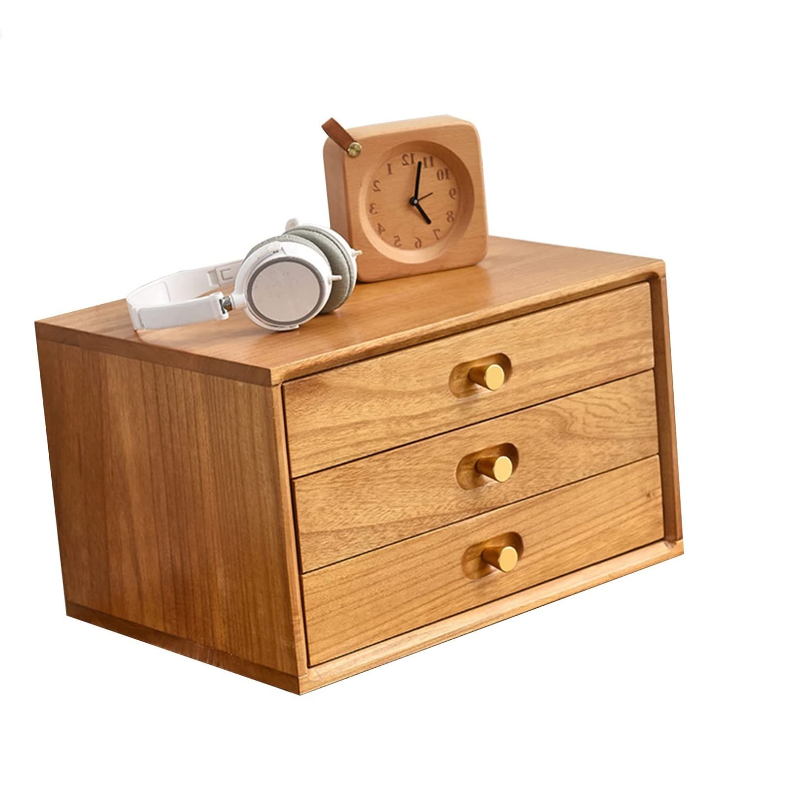 SnamicE Wooden Desk Filing Cabinet-Stylish Storage Box With 3 Drawers,Compact Home & Office Solution For Papers,Documents &,Space-Saving Design,
