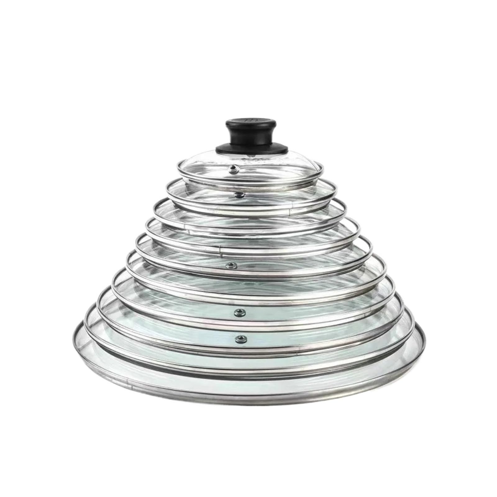 Durable Tempered Glass Pot Cover Round Anti-scalding Frying Pan Cover Universal Stainless Steel Wok Pan Lid Cookware Parts(Diamerter 18cm)