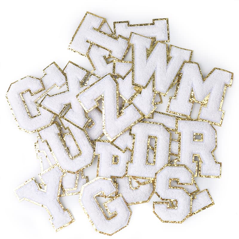 Snapklik.com : 4Pcs White Chenille Letter, 2.2 Iron On Letters Patches ...