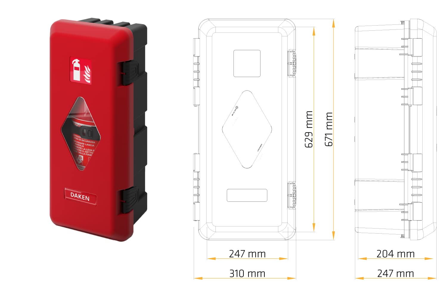 Caja extintora de incendios Daken Adamant 6 kg (310x671x247 mm)