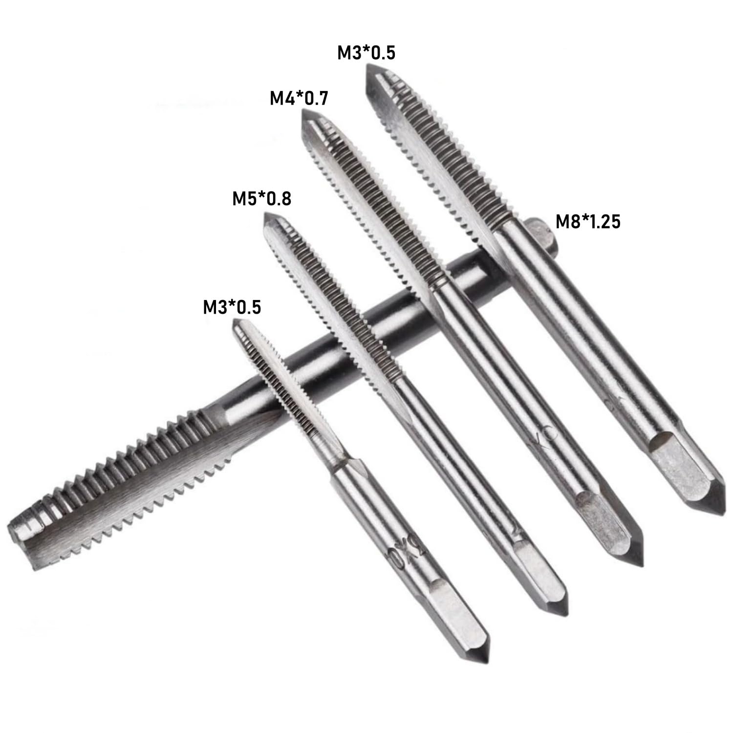 YWHWXB 6 Piece Tap Wrench Tool Set,Adjustable T-Shape Handle Ratchet Tap Wrench,Machine Screw Thread Metric T-Shape Taps Wrench with M3 M4 M5 M6 M8 Taps for Aluminum Metal Plastic Wood