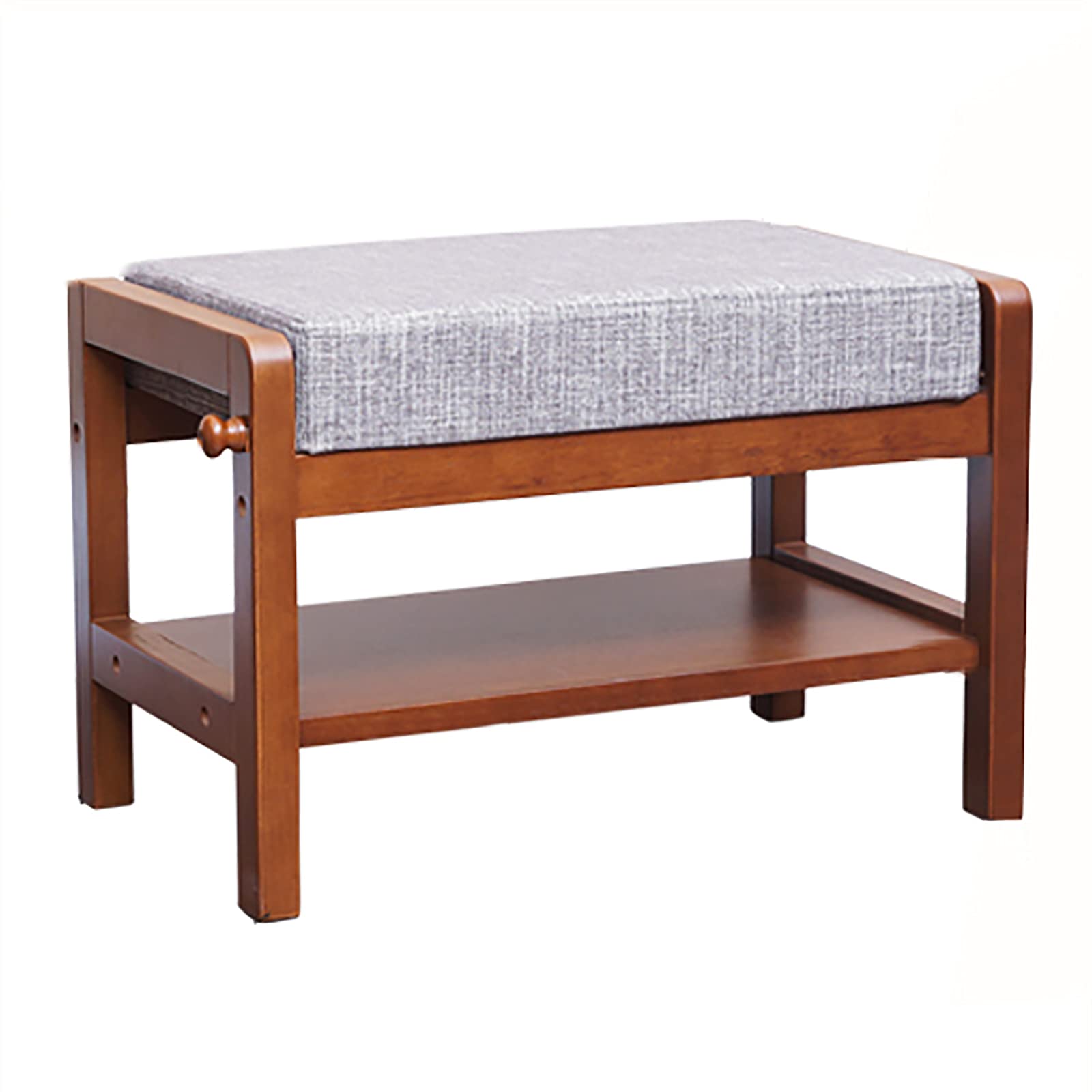 LFONDIGE Banco de Entrada de Madera Maciza, Banco de Zapatos Vintage y Organizador de Zapatos, Banco de Almacenamiento de Extremo de Cama tapizado cómodo, Asiento de Banco-A 55x33x36cm (22x13x14 pulg