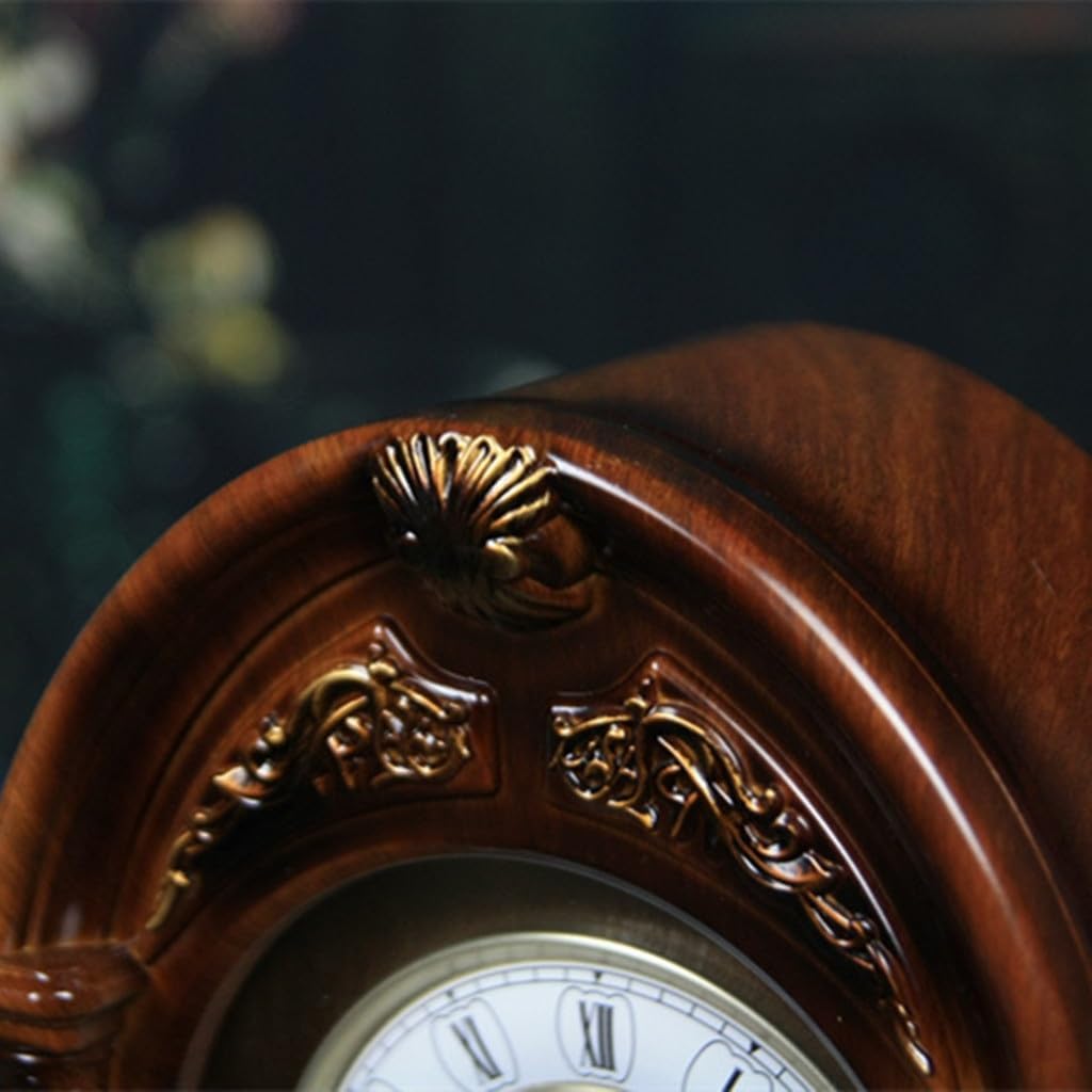 FMURY Vintage Old Clock Living Room Home Fashion Countertop Antique Silent Pendulum