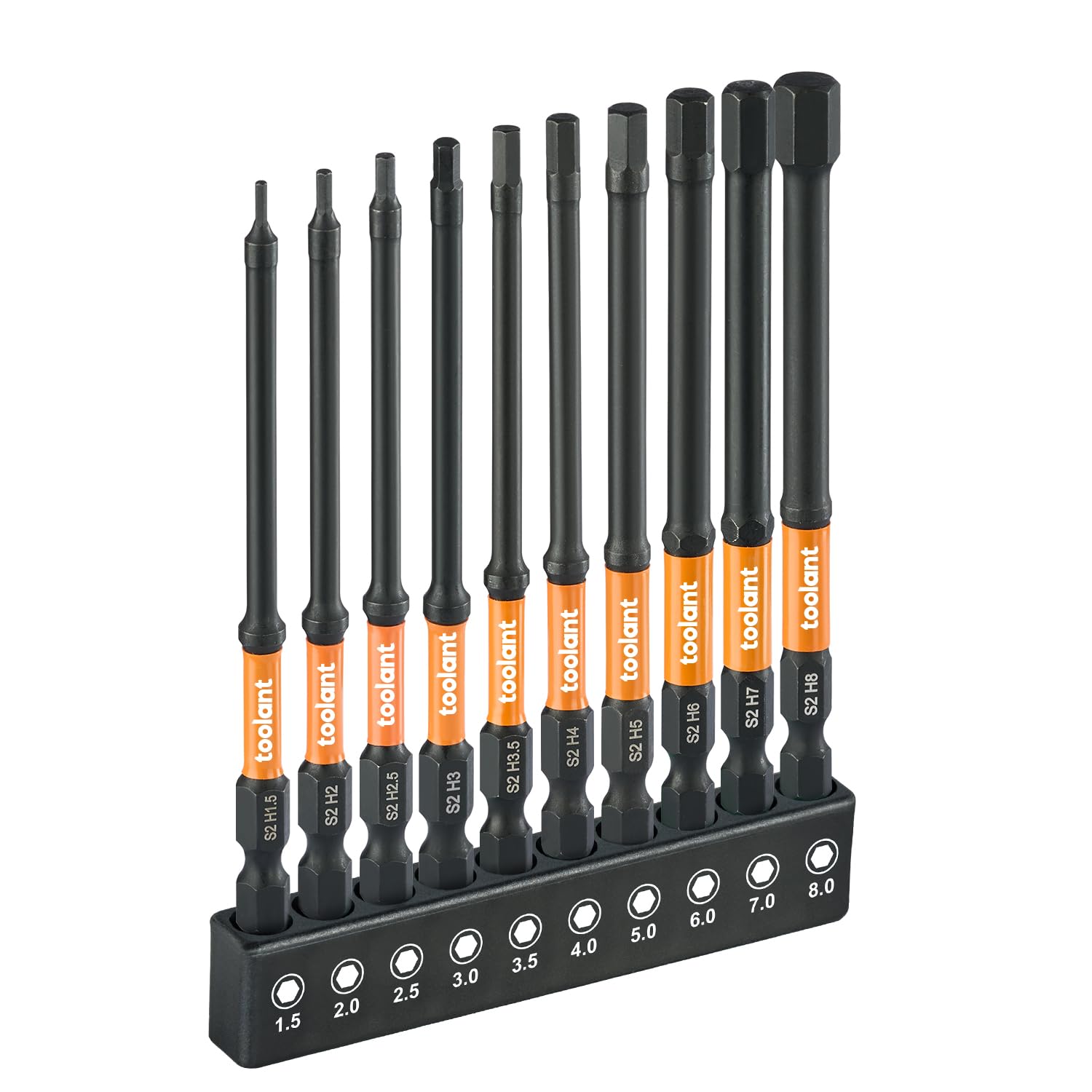 toolant Metric Impact Allen Wrench Drill Bit Set, 10-Piece, 4-inch