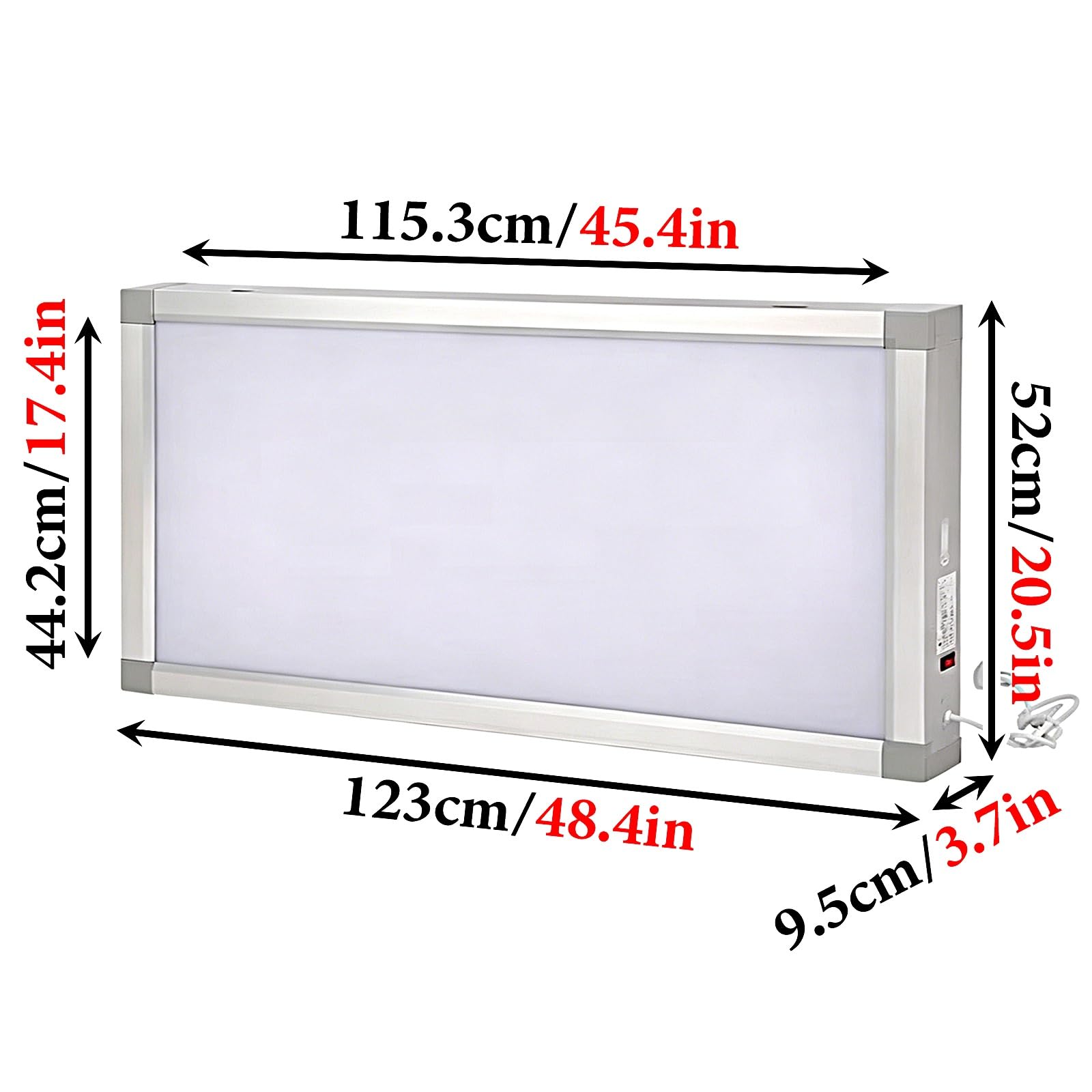 Visore per Pellicole per Apparecchiature Mediche Lampada a Led per Pellicole Radiografiche Materiali: Lega di Alluminio e Acrilico per Cliniche, Ospedali e Laboratori(123x9.5x52cm/48.4x3.7x20.5in)