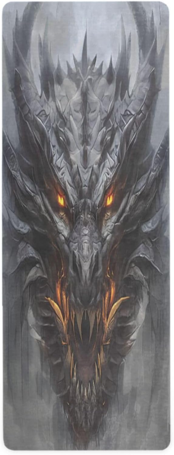 Scary Dragon Yoga Mat Durable & Thick Gym Fitness Mat,Non Slip Natural Rubber Yoga Mat for Yoga, Pilates & Floor Workouts