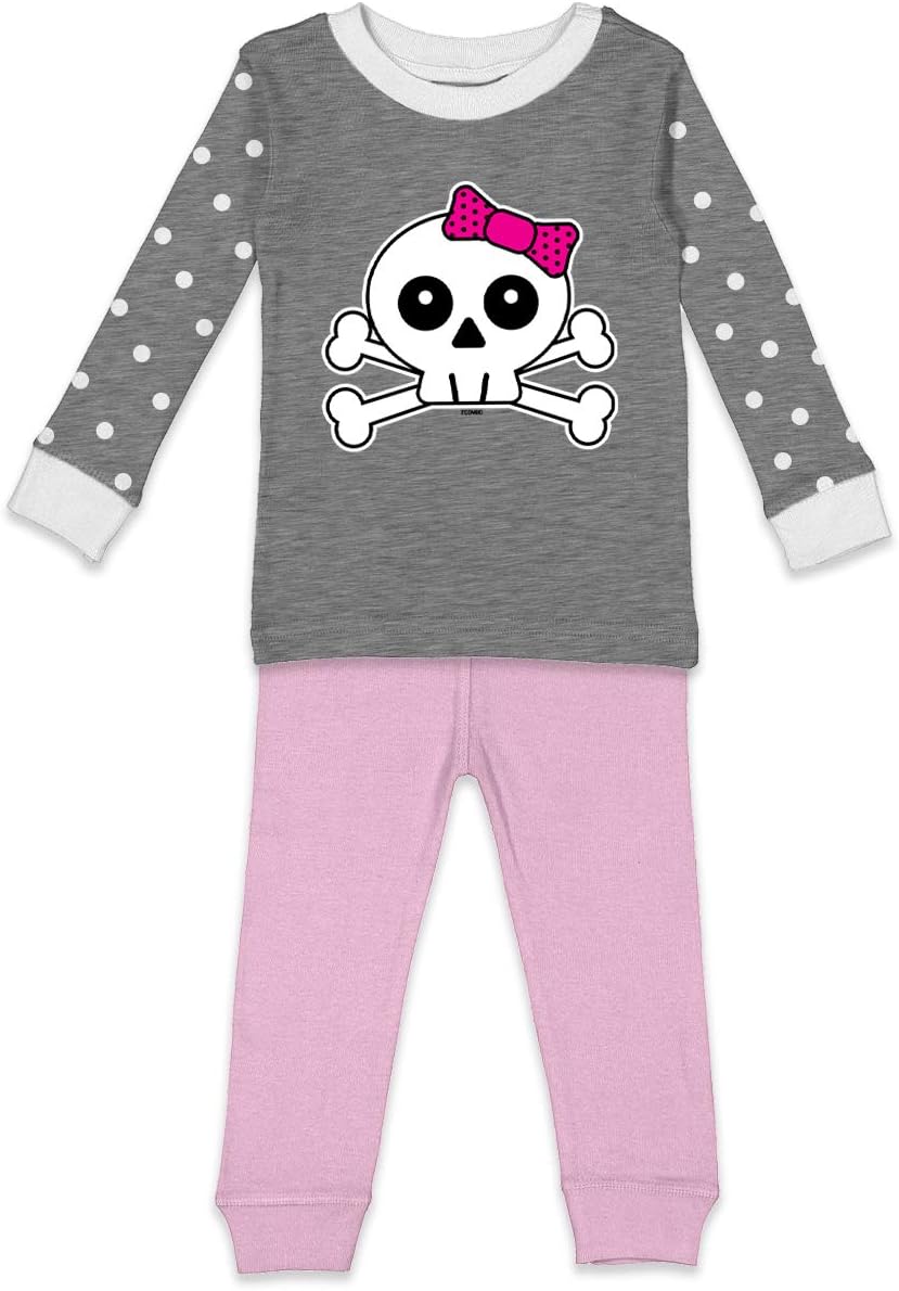 Tcombo Skull with Pink Bow - Skeleton Kids Shirt & Pants Set