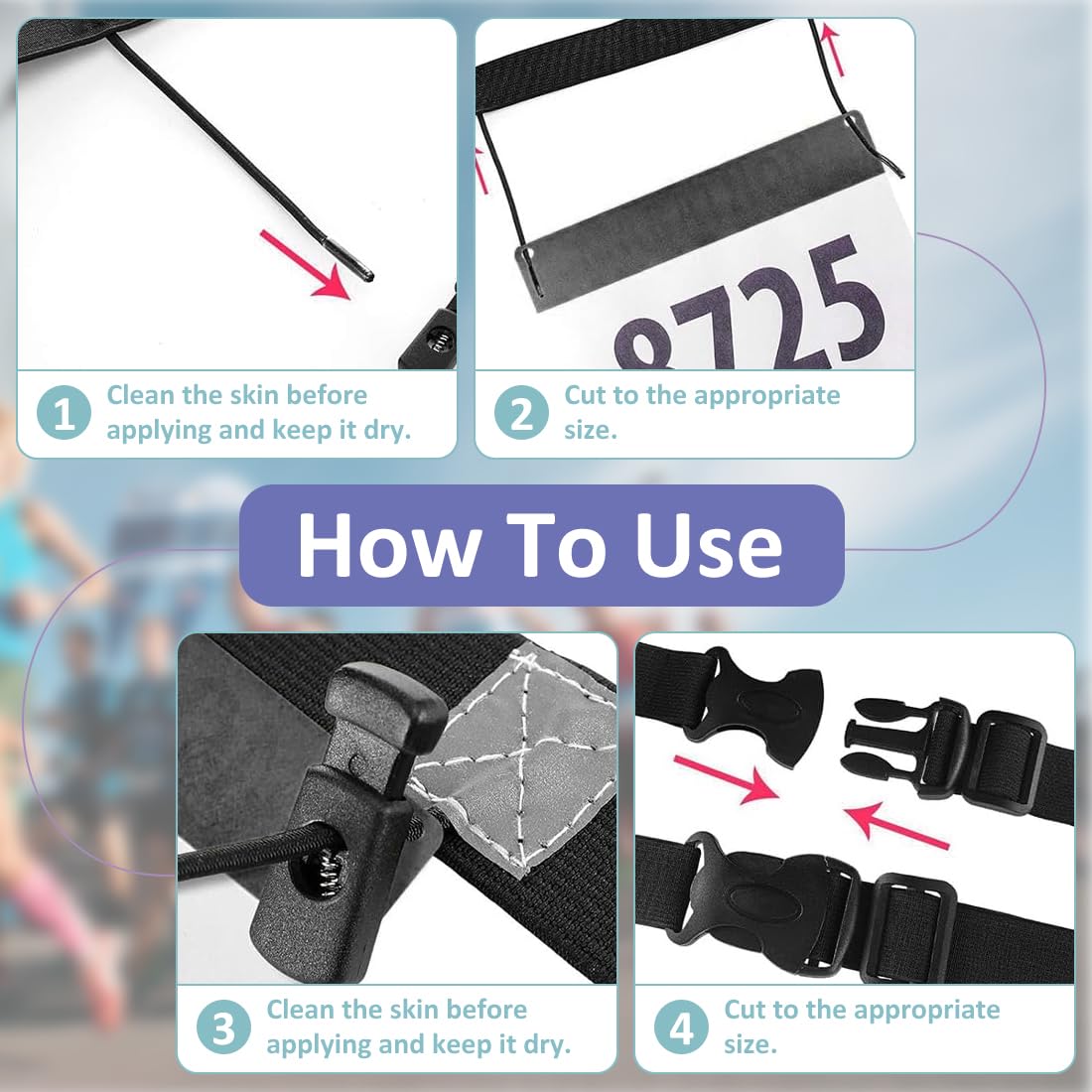 Cintura Porta-Pettorale da Gara Race Belt per Running Triathlon Maratona