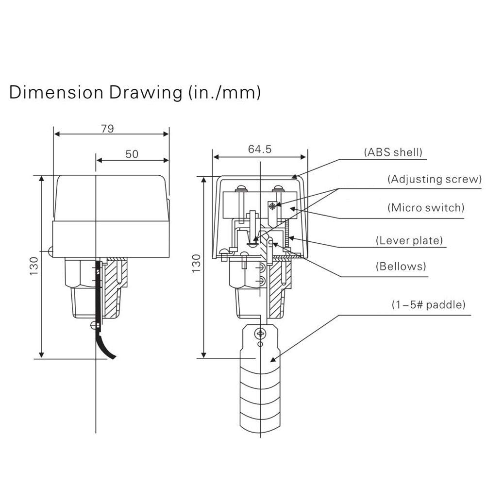Contrôleur de débit, commutateur de débit d'eau du contrôleur de débit cible à palettes HFS-15 1/2"6-380V