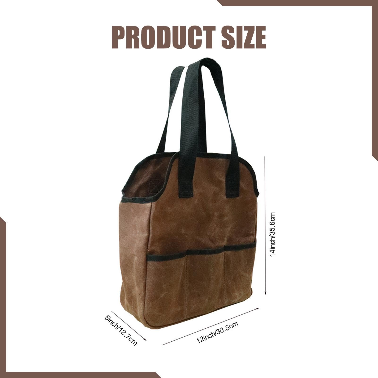 Bolsa de herramientas resistente para herramientas de jardín, bolsa de almacenamiento de lona encerada de 12 x 5 x 14 pulgadas con bolsillos, llaves y organizador de tijeras