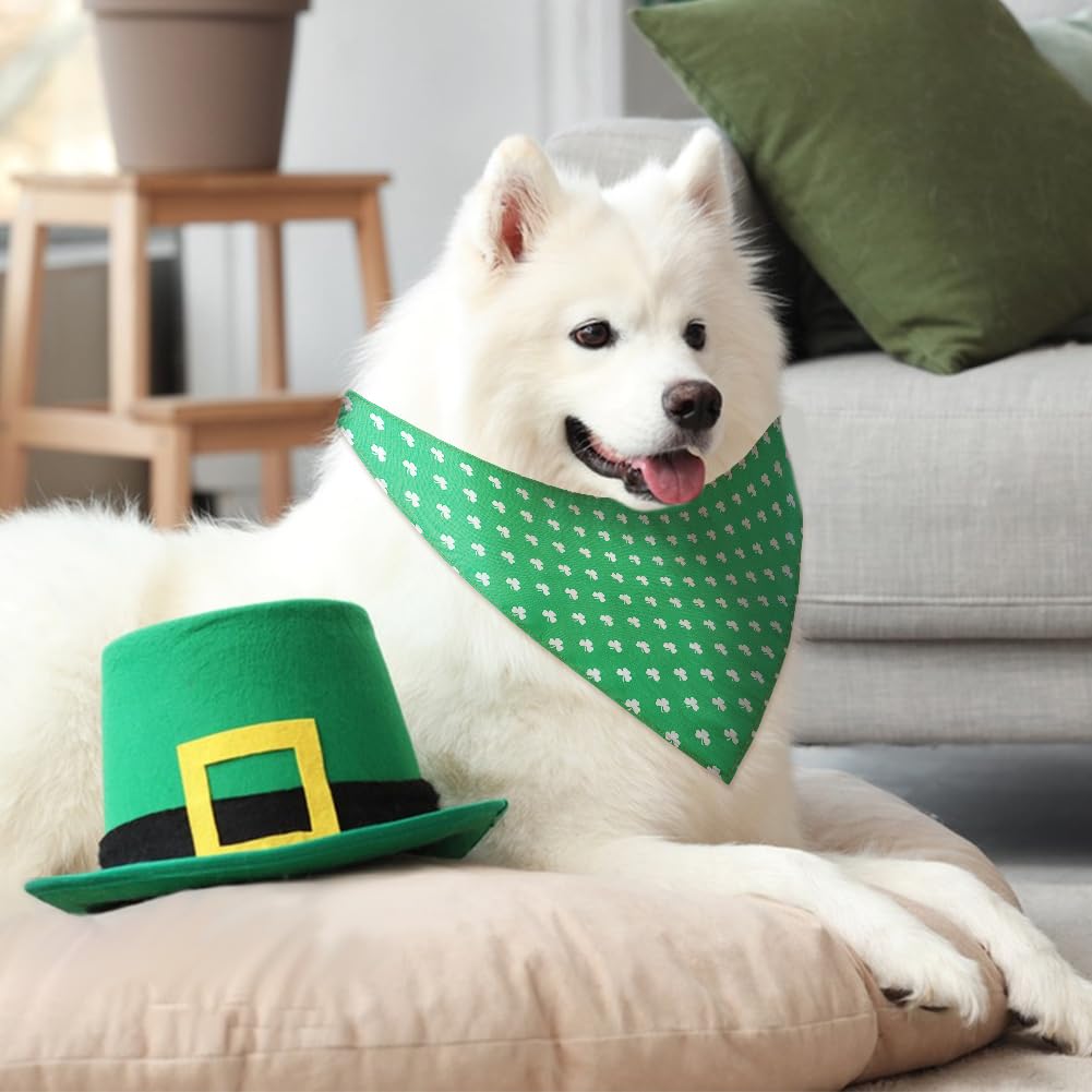 CRASPIRE 4 Styles St. Patrick Dog Bandana Four-Leaf Clover Wedding Pet Bandana Green Triangle Pet Dog Scarf Engagement Wedding Announcement Photo Props Collars Accessories for Pet Dog Lovers Gifts - Image 4