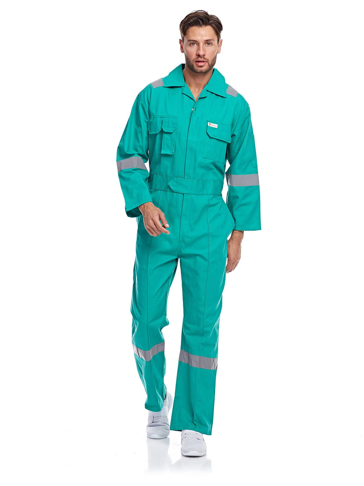 Comfort Premium Cotton Coverall 6 Reflective Tapes - Green
