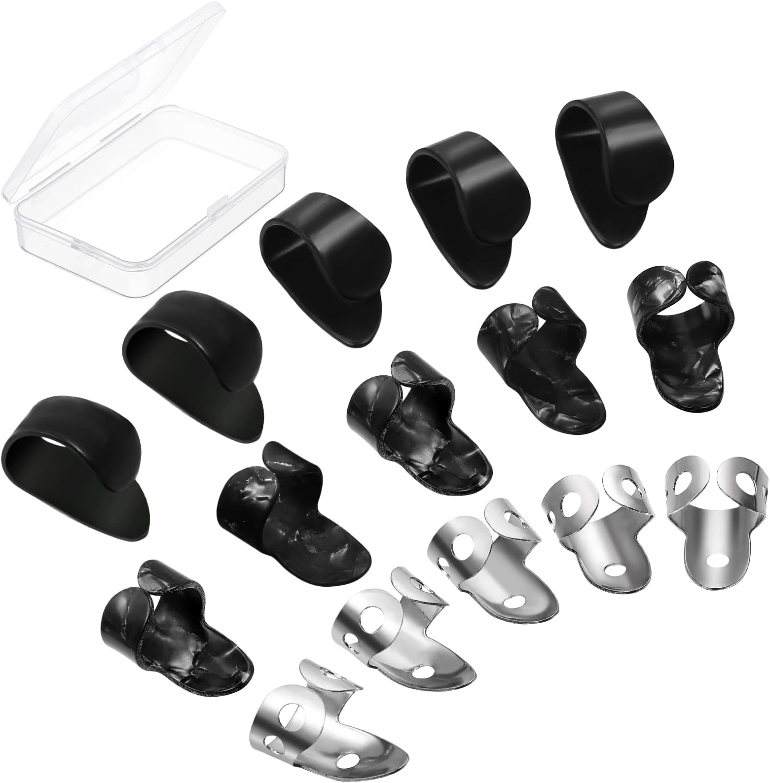 15 Pieces Banjo Guitar Picks Ring Thumb Finger Picks Alaska Open Design Finger Pick Stainless