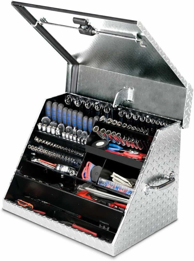 Montezuma 26" x 18" Heavy Duty Steel Triangle Toolbox (aluminum, brite)