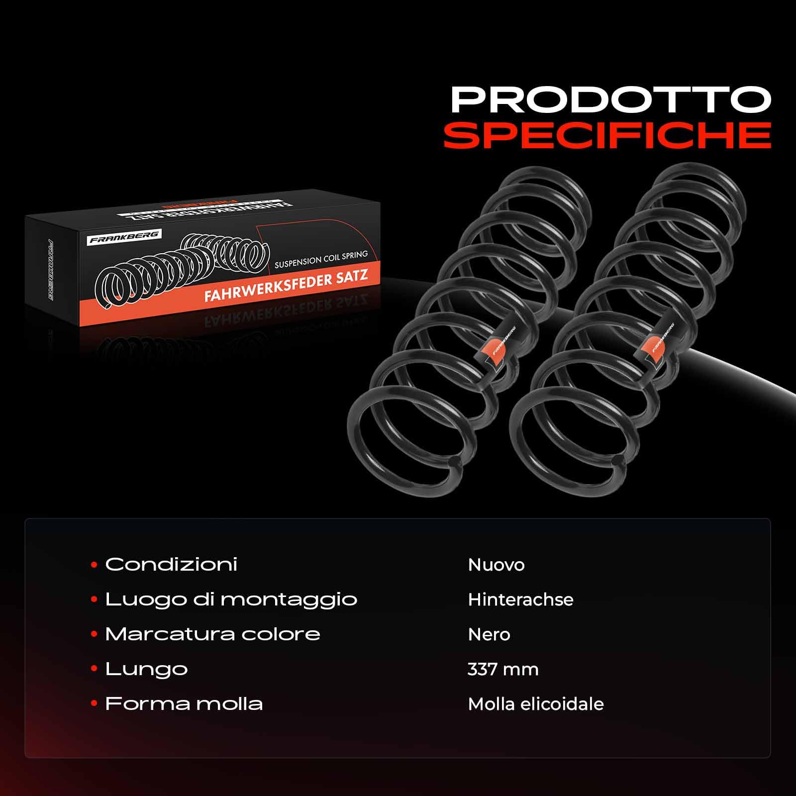 Frankberg 2 molle di sospensione asse posteriore 1608191880 4140A163 | Compatibile con: 4.008E3, C4 Aircross, ASX GAW