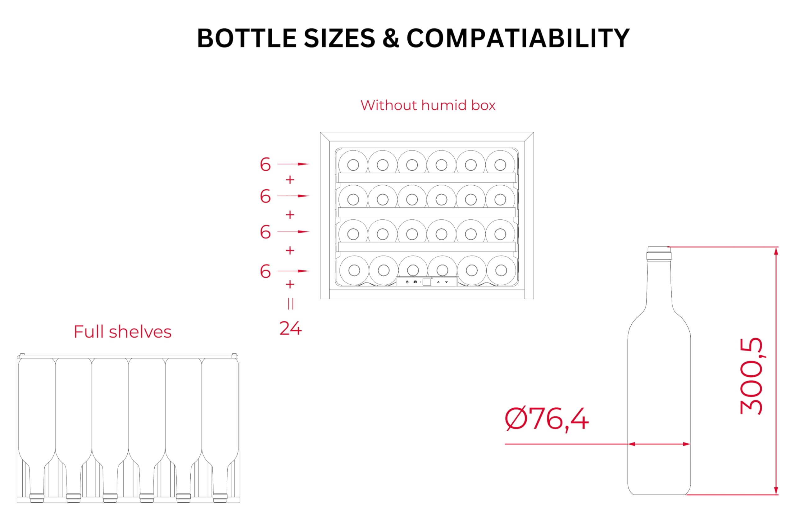 Teka - Vinoteca - Enfriador de vinos empotrable con capacidad para 24 botellas y control de temperatura ajustable - Modelo Sommelier RVI 10024 GBK