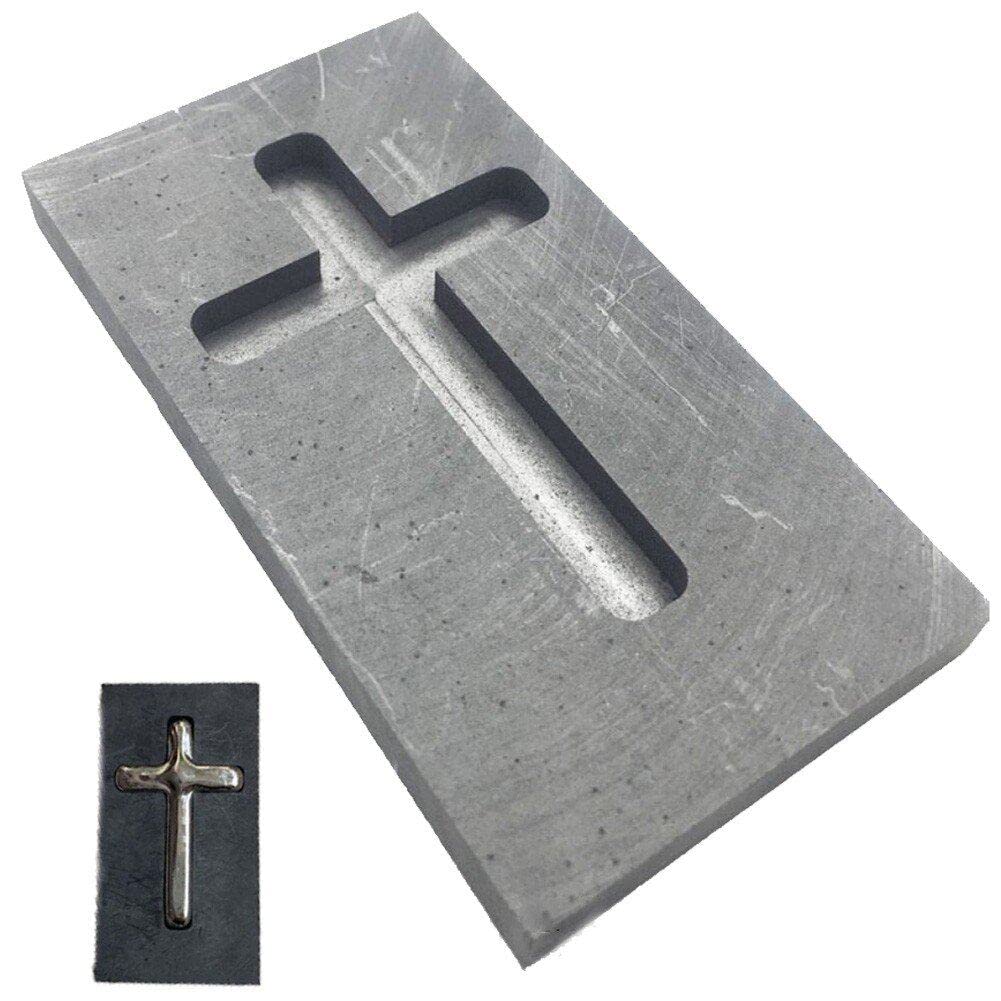 Hrippy Coulée Lingot Moule Croix Forme Graphite Creuset Moule Haute Densité Graphite Moule Or Argent Lingot Moule pour Bijoux Artisanat