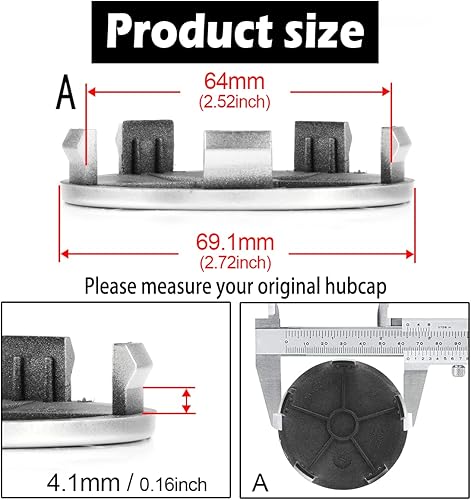 Miniatura 3 de Rheedal 4 tapas centrales de rueda de 2.72 pulgadas para llantas de BMW Series 1 3 5 6 7 X Z, plateadas, 2.72 pulgadas, interior de 2.52 pulgadas