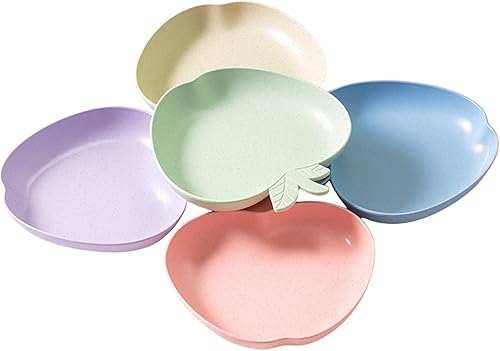 Paquete de 5 platos pequeños para aperitivos, platos de ensalada de postre de paja de trigo de 6 pulgadas, cuencos para preparación de cocción,