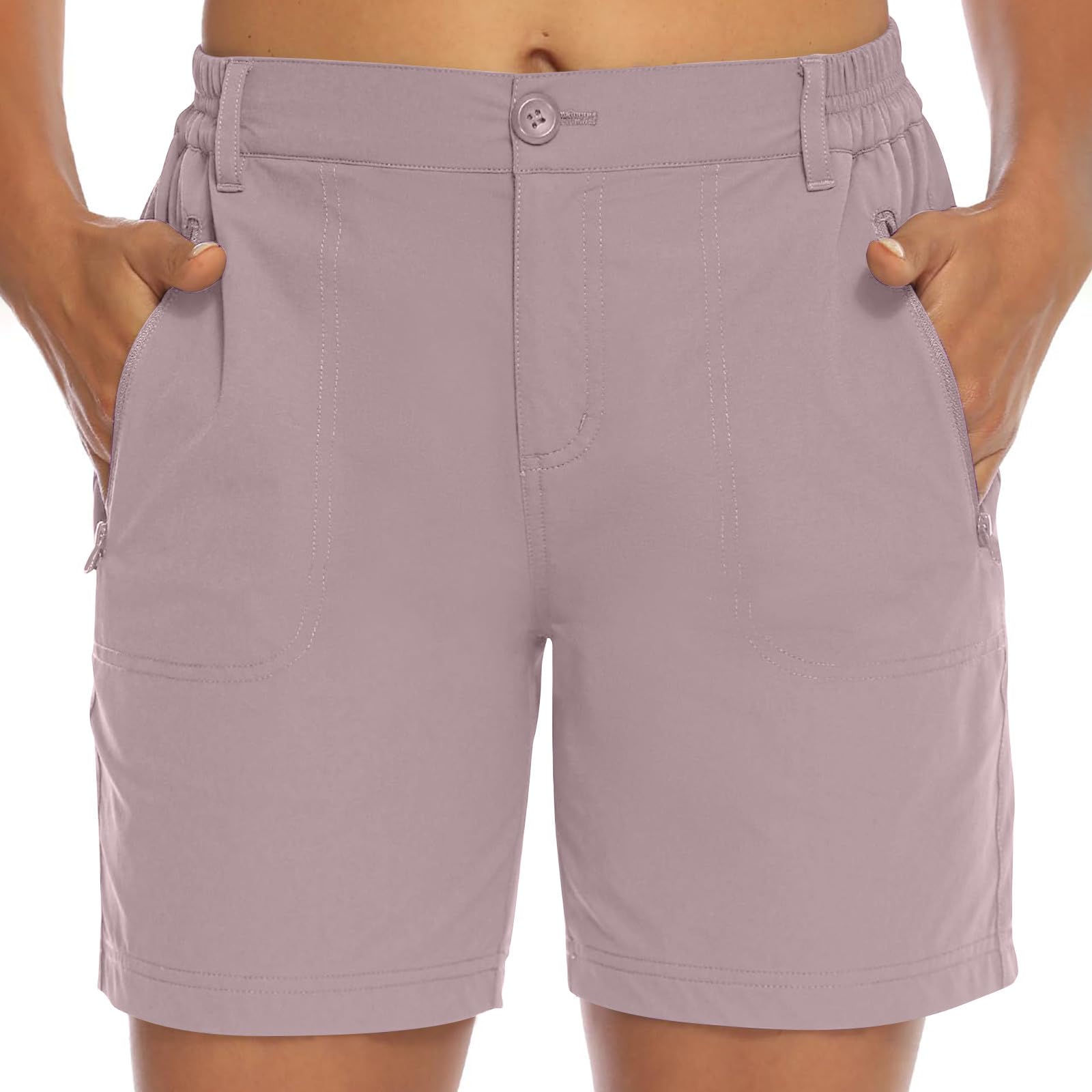 Women's Summer Hiking Cargo Shorts with Pockets Casual Lightweight Work Golf Short Pants Outdoor Active Joggers(Purple,X-Large)