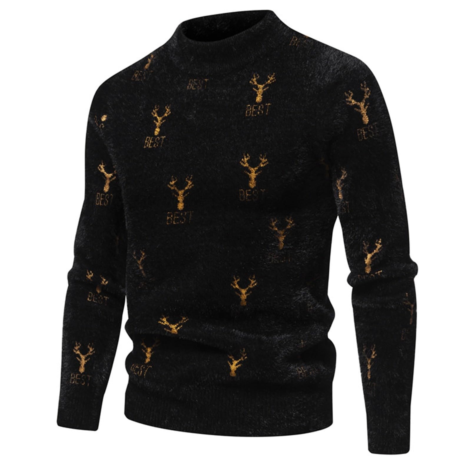 Maglioncino Natale Uomo, Maglia di Natale Uomo Maglioni Brutti di Natale Maglione Natalizio Unisex a Maglia Grossa con Babbo Natale E Renna Maglione Natale Simpatico Christmas Sweater