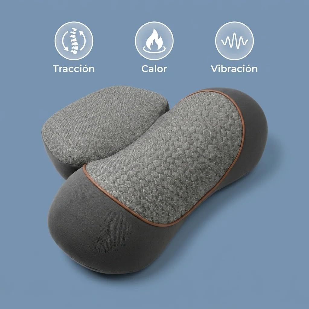 Cerviflex Almohada Cervical Masaje Qelara,Almohada de masaje cervical 3 en 1,de espuma viscoelástica Ayuda a Aliviar la Tensión Muscular para Descansar en Casa o Viaje (Gris oscuro)