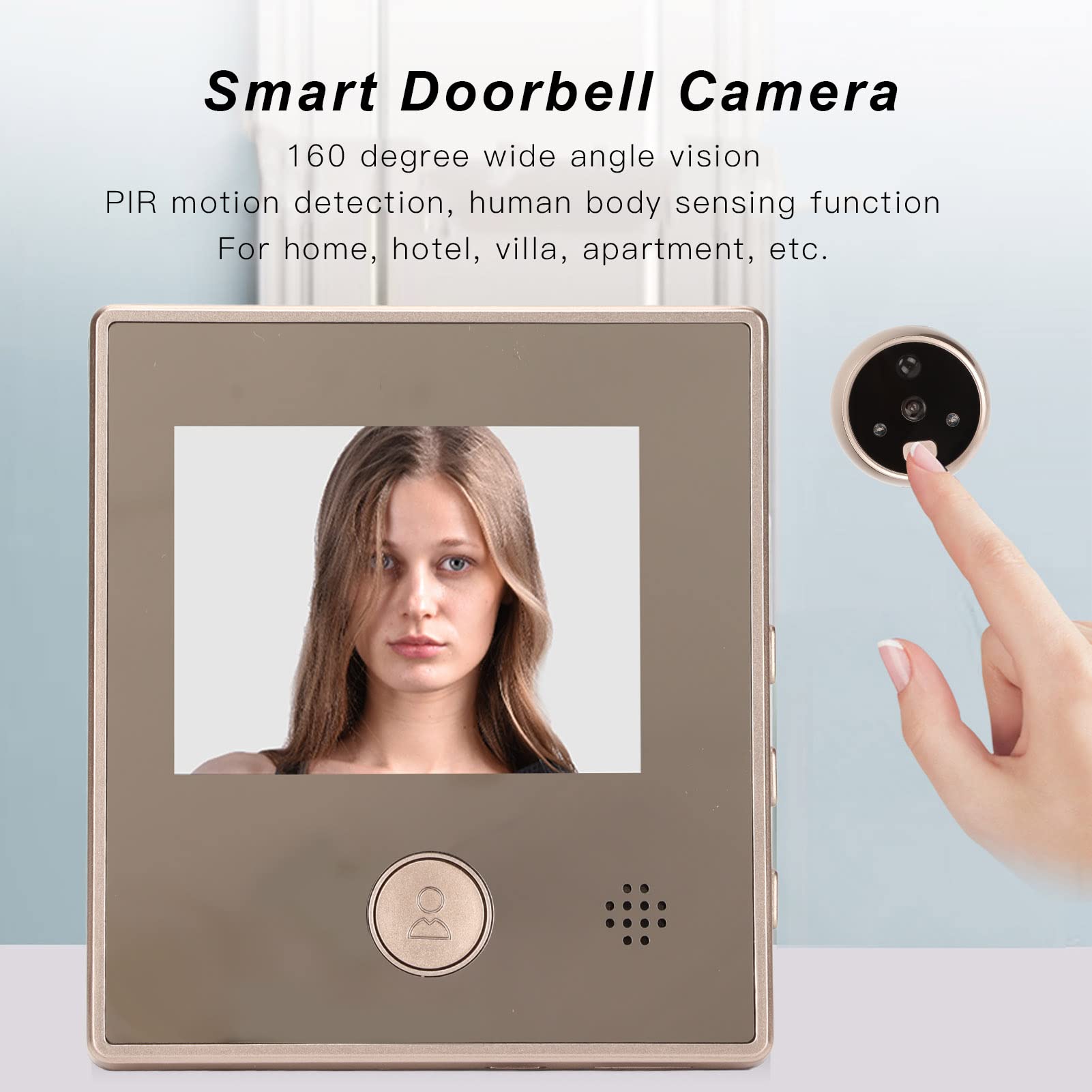 Intelligente Visuelle Türklingel, 2MP Video Türkamera, Digitaler Video Türklingel Türspion mit 3 Zoll HD 720P Bildschirm, PIR Bewegungserkennung, Menschlicher Körpersensor, 180 Tage Laufzeit