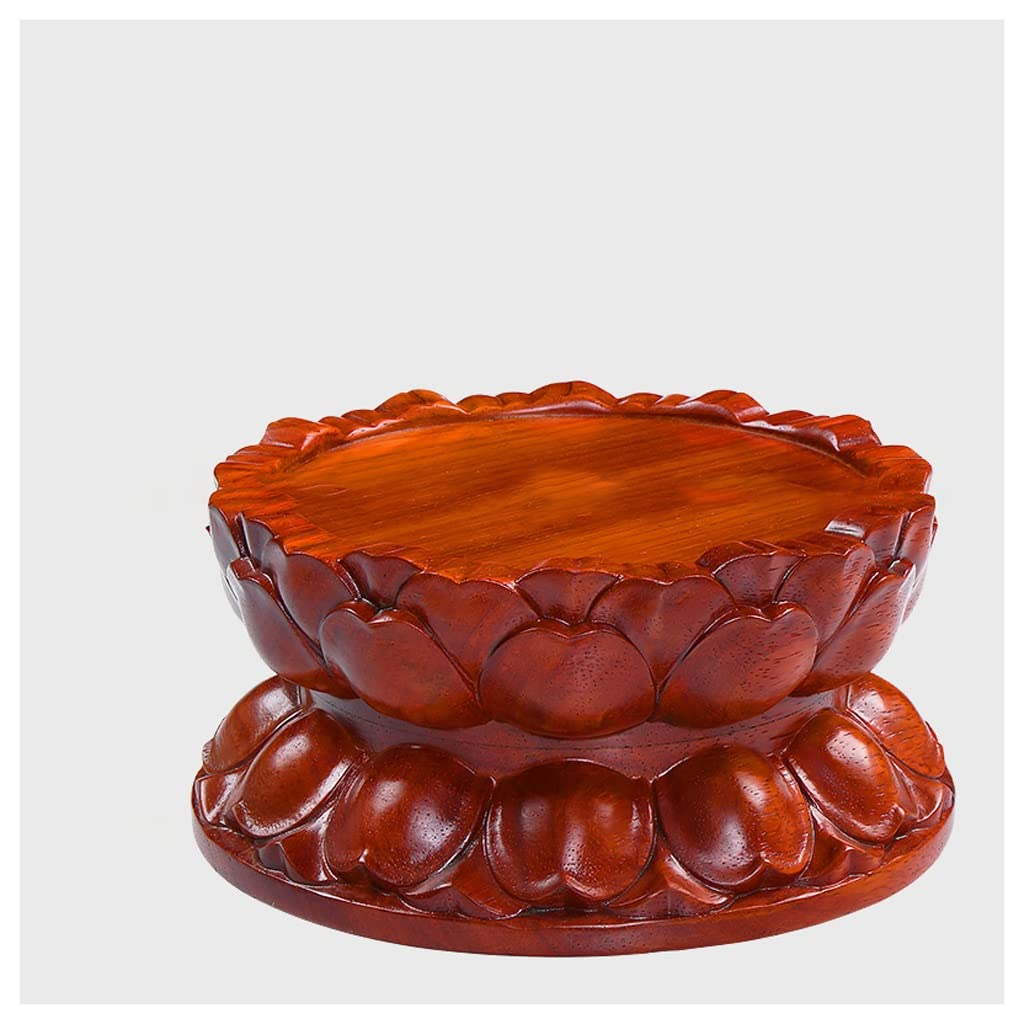 TEESONG Bonsai Pedestal Round Bonsai Stand Guanyin Bodhisattva Lotus Base Buddha Statue Home Table Vase Bottom Bracket for Office Decoration Vase Pedestal Display Stands(B,22cm)