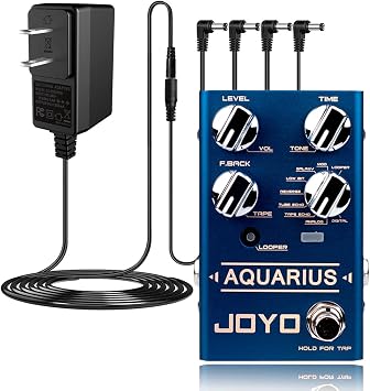 JOYO R-07 Aquarius Digital Delay Pedal Bundle with DC 9V Pedal Power Supply 800mA -1A AC Adapter