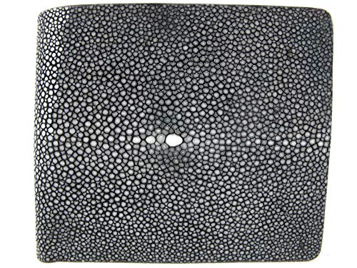 Pelgio Genuine Polished Stingray Shagreen Skin Leather Luxury Bifold Slim Wallet (Black) #TOP1