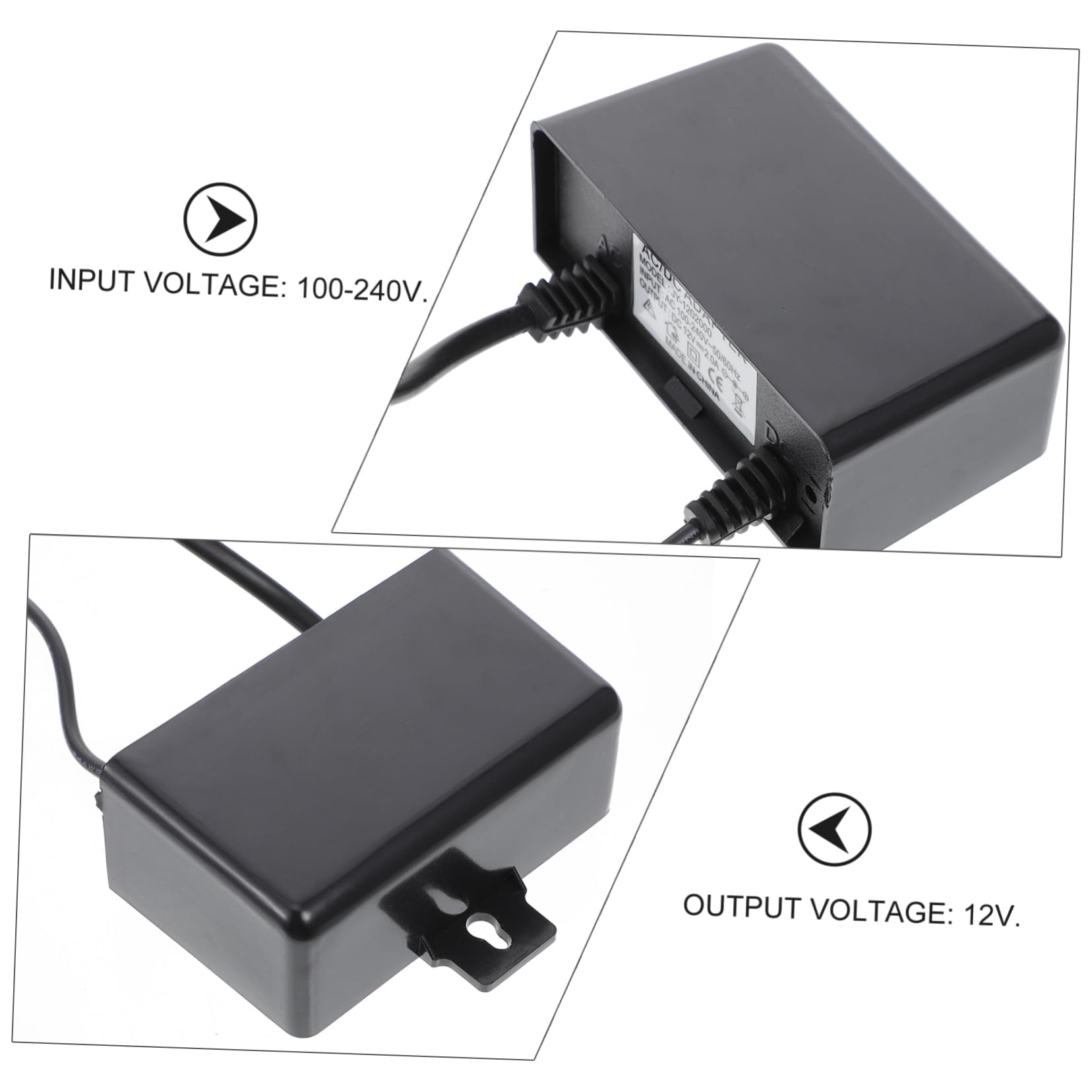 Holibanna Adattatore Alimentazione Antipioggia 12v 2a per LED e Telecamere Alimentatore Switching Resistente per Esterni Compatibile 100-240v AC
