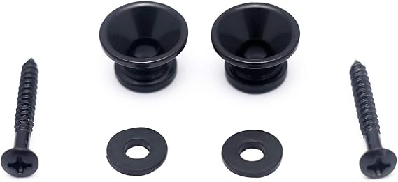 Guitar Strap Locks and Buttons End Pins with Mounting Screws and Washers for Electric Guitar Bass Acoustic Guitar Ukulele Mandolin. (Black)