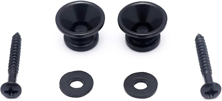 Guitar Strap Locks and Buttons End Pins with Mounting Screws and Washers for Electric Guitar Bass Acoustic Guitar Ukulele Mandolin. (Black)