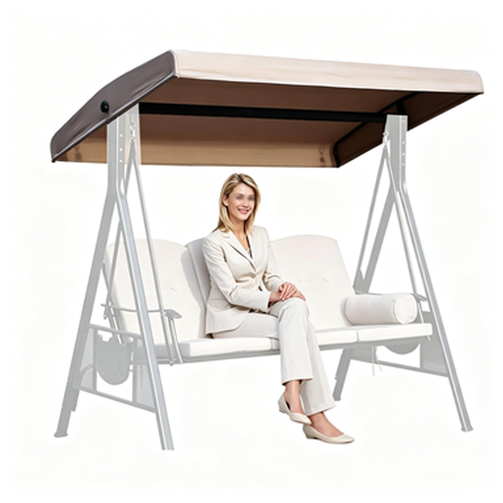 Posti Tettino Parasole Impermeabile,Copertura per Dondolo Giardino,da Giardino Tetto Dondolo Giardinos Antivento,Vari Dimensioniper Altalene 2 3 Posti,Cachi,3 Seater:198 * 125
