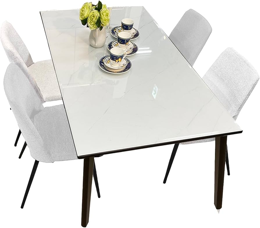 ホワイト ダイニングテーブル（強化ガラス）＋椅子4脚セット