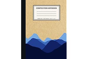 Unruled Composition Notebook: Blank Retro Blue Mountains Soft Cover