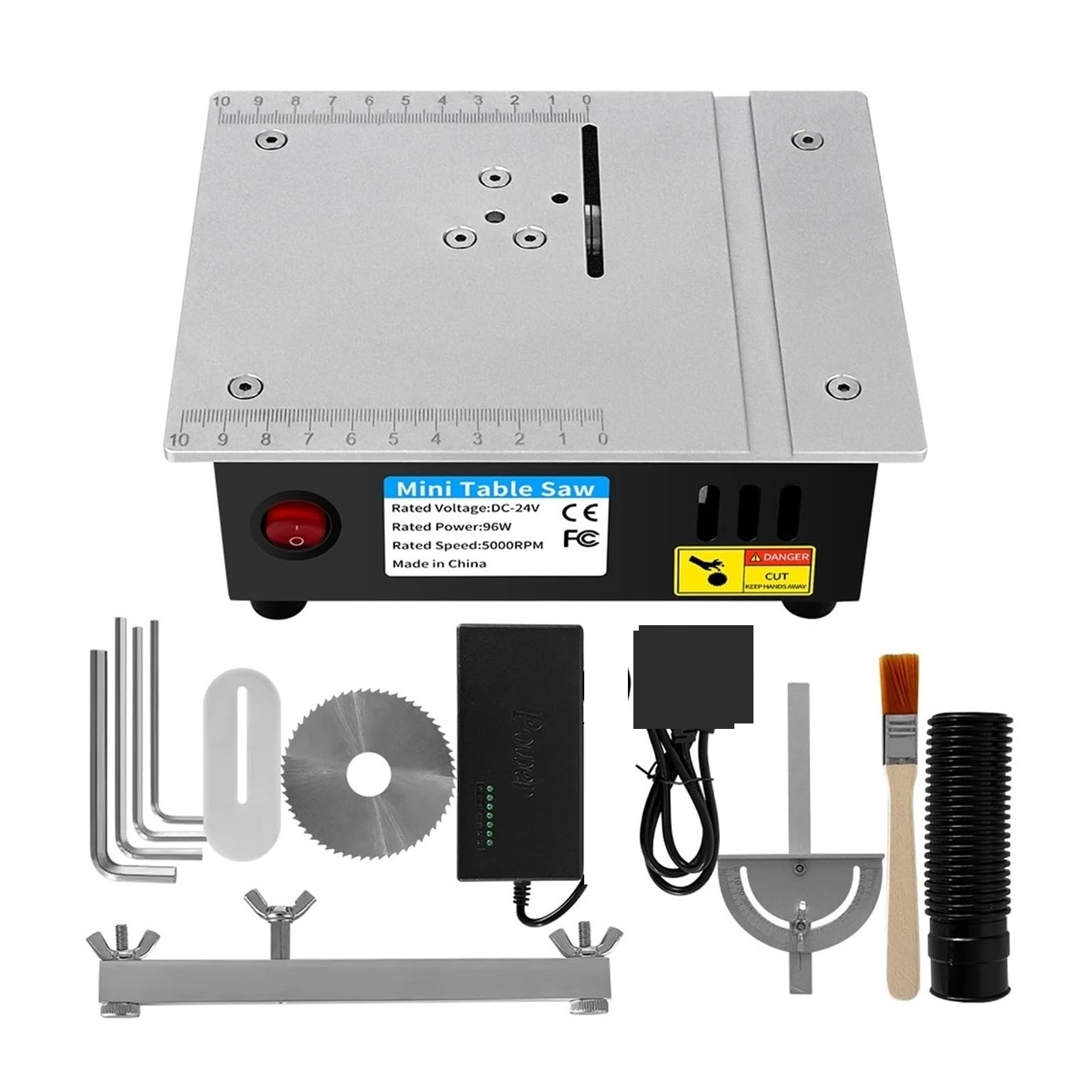 96 W 24 V Mini wielofunkcyjna piła stołowa Elektryczne piły stołowe Stołowe tokarki do obróbki drewna Maszyna cięcia DIY Narzędzie 63 mm Ostrze do użytku DIY